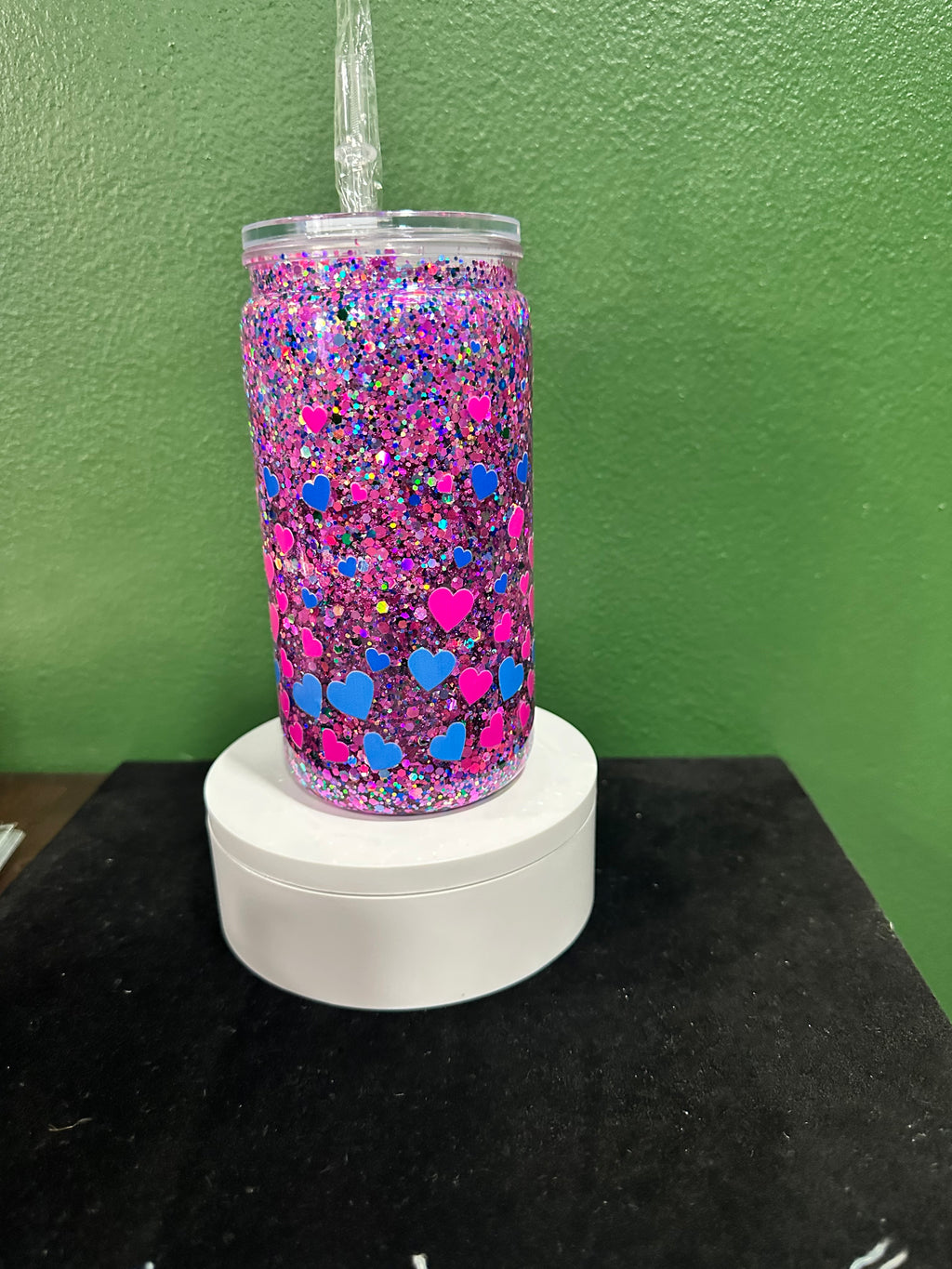 16oz Snowglobe Glitter Stitch Design