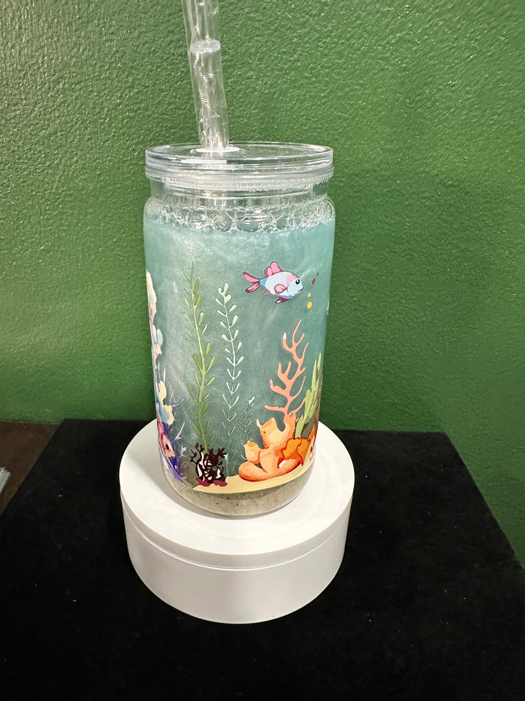 16oz SnowGlobe Dolphins Beach Design.